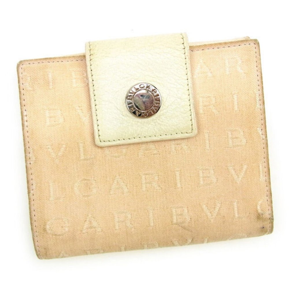 BVLGARI Bifold Wallet Beige x white Women Authentic secondhand